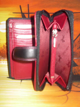 visconti red leather purse